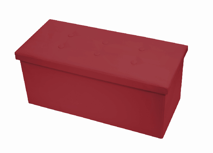 Pouf Contenitore Imbottito Pieghevole In Ecopelle Modello Double Colore Bordeaux