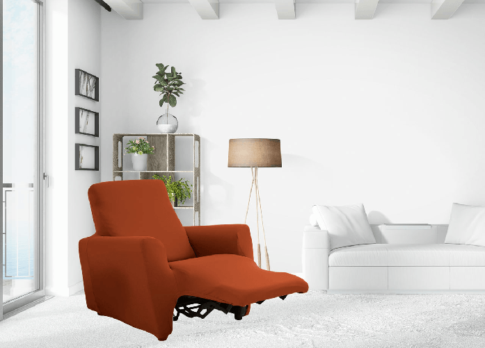 Copripoltrona Reclinabile Elasticizzato Antimacchia Magic Tinta Unita Arancio Poltrona Relax Idrorepellente