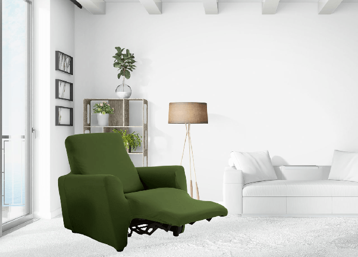 BIANCHERIAWEB Copripoltrona Reclinabile Elasticizzato Antimacchia Magic Tinta Unita Verde Poltrona Relax