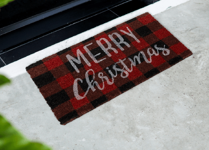 Zerbino Natale Cocco Ingresso Casa Esterno Antiscivolo Natalizio Merry Xmas Scacchi