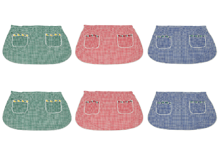 Pack 6 Pezzi Grembiule Cucina Chef Casa Barbecue Con Tasche Dis. Quadretti Modello Alberica