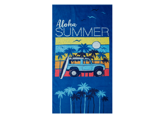 BIANCHERIAWEB Telo Mare Stampato In Spugna Spiaggia Piscina Disegno California Aloha Summer D.2