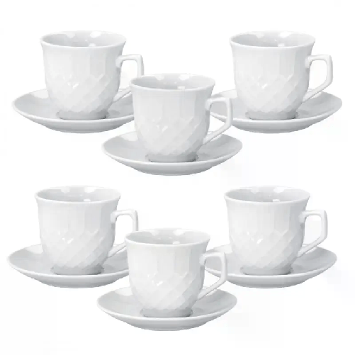 AD Trend Tazza da tè The in porcellana bianca con piattino servizio da 6 tazzine caffè