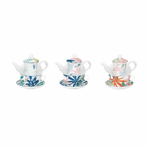 DKD Home Decor Set Teiera DKD Home Decor Cristallo Porcellana Azzurro Verde (3 Unità)