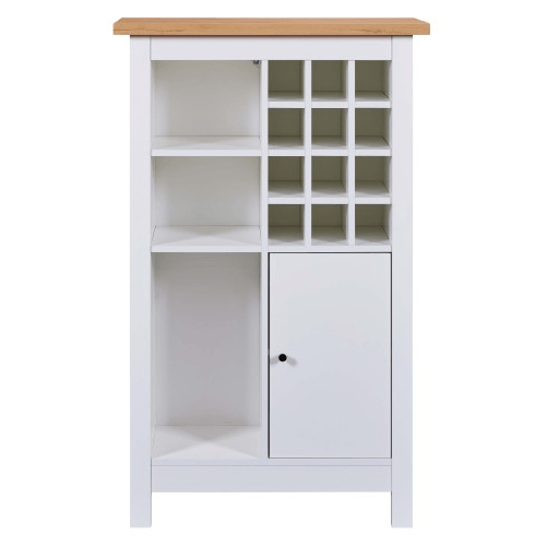 Ferenso Credenza Cantina Porta Vino Bianco Rovere 76,8 x 33 x 124,4 cm