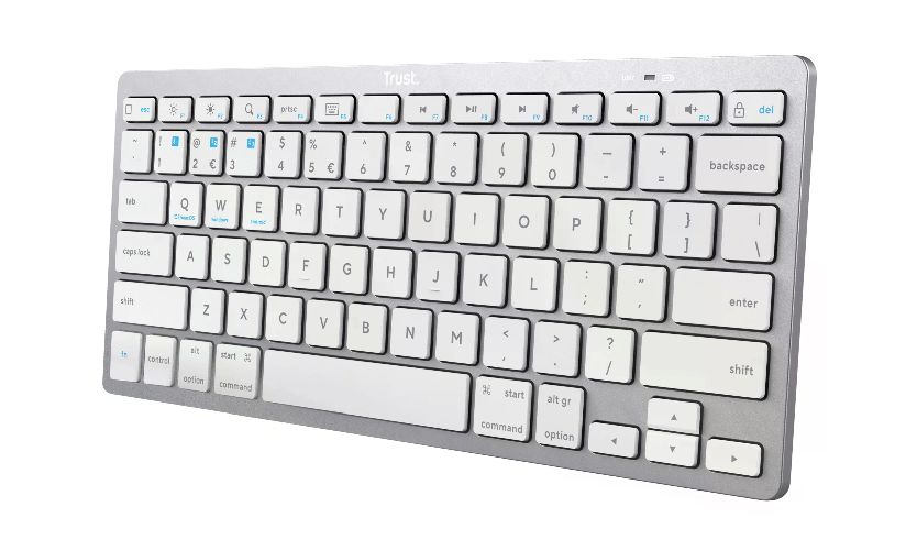 Trust 24654 tastiera Ufficio Bluetooth QWERTY Spagnolo Argento Bianco