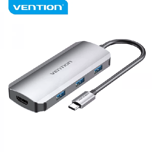 Vention Docking 5 in 1 da USB-C a HDMI 4K/3xUSB3.0/PD100W - 015 m - Colore Grigio