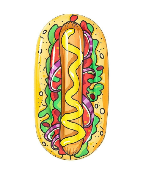 TrAdE Shop Traesio Materassino Isola Gonfiabile Stampa Hot Dog Pvc Mare Piscina 190 X 109 Cm -