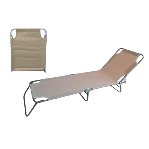 TrAdE Shop Traesio Lettino Prendisole Pieghevole Senza Parasole Con Schienale Regolabile Brandina Beige 281024 -
