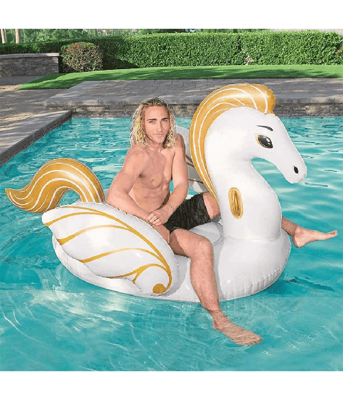 TrAdE Shop Traesio Cavallo Fashion Pegaso Cavalcabile Gigante 231 X 150 Cm Unicorno Bianco -