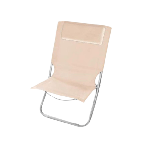TrAdE Shop Traesio Spiaggina Con Cuscino Per Testiera Crema 57x47x95 Cm Pieghevole Portatile 281016 -