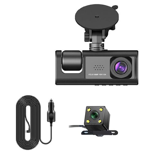 TrAdE Shop Traesio Dash Cam Telecamera A 3 Vie Anteriore Dvr Auto A 3ch Hd 1080p Registratore Videocamera -