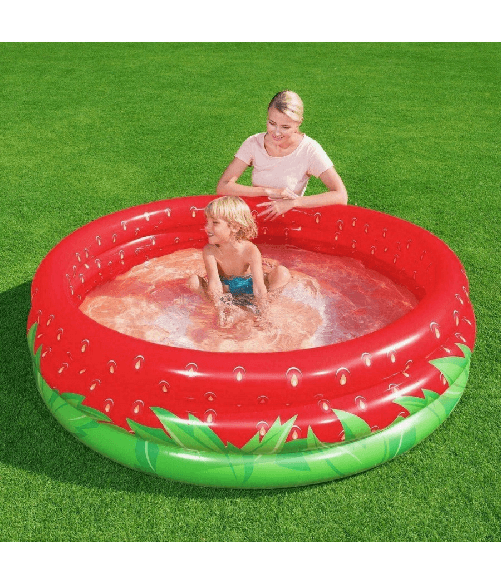 TrAdE Shop Traesio Piscina Gonfiabile Fragola Rotonda Bambini Giardino A 3 Anelli 168 X 38 Cm 51145 -