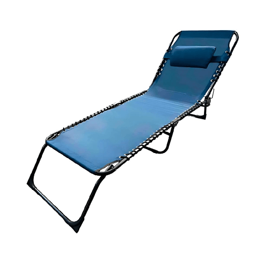 TrAdE Shop Traesio Lettino Prendisole Sdraio Senza Parasole In Textilene Blu Reclinabile Giardino 483007 -