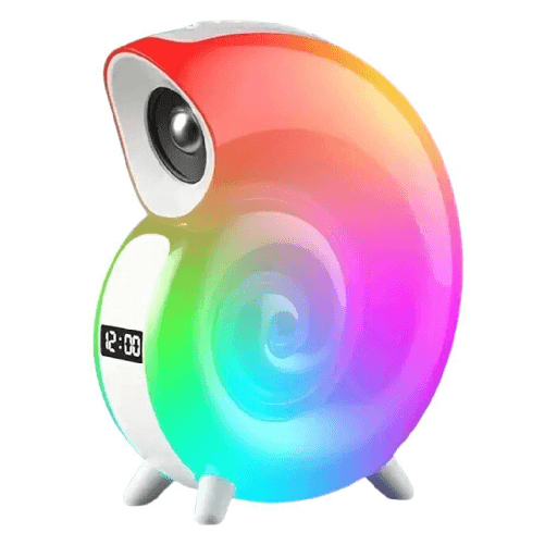 TrAdE Shop Traesio Cassa Speaker Bluetooth Bt Lampada Led Rgb Conchiglia Con Orologio Display Sveglia -