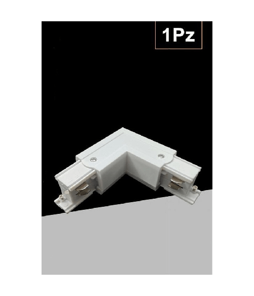 Connettore Angolare Tipo L Giunto Curvo Binario Track Trifase Bianco Nero Gf070-l - Bianco