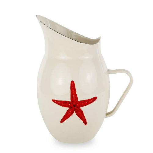 WD LIFESTYLE Caraffa in latta smaltata stella marina colore crema.