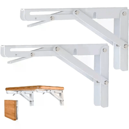 Iron Coppia di Staffe angolari Supporti reggi mensola richiudibili 300x150mm bianche