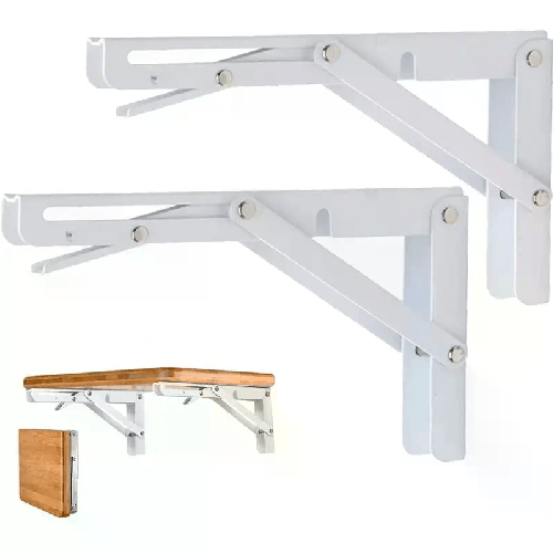 Iron Coppia di Staffe angolari supporti reggi mensola richiudibili 400x200mm bianche