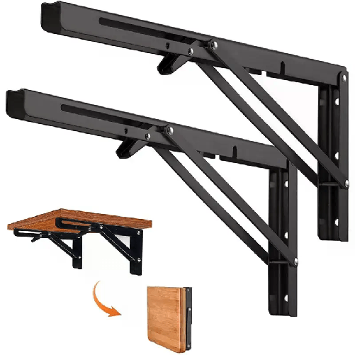 Iron Coppia di Supporti angolari staffe reggi mensola nero richiudibili 400x200mm