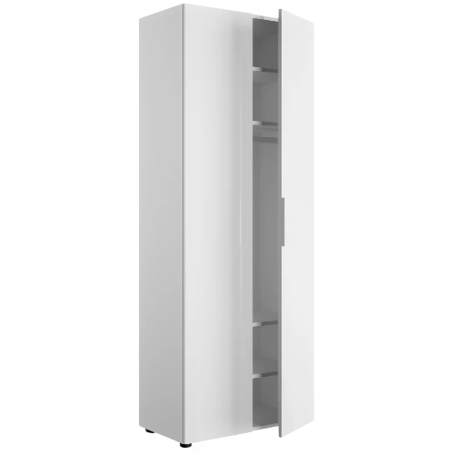 ZIK Armadio Multiuso 2 Ante 5 Ripiani Scarpiera Salvaspazio in Legno Bianco Lucido - 69x36x181 cm