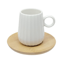 LA PORCELLANA BIANCA Set 6 tazzine caffè righe c. piattino legno INTAVOLA