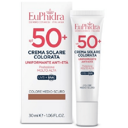 Zeta Farmaceutici EuPhidra Crema Solare Viso Anti-Eta' Colorata Colore Medio-Scuro Protezione Molto Alta SPF50 30mL