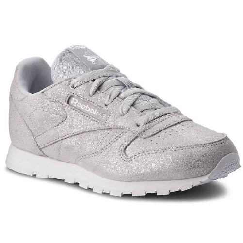 REEBOK SCARPE SNEAKERS REEBOK BAMBINA CLASSIC LEATHER CN5582 PELLE ORIGINAL AI 2020 NEW Colore Argento,Taglia 29