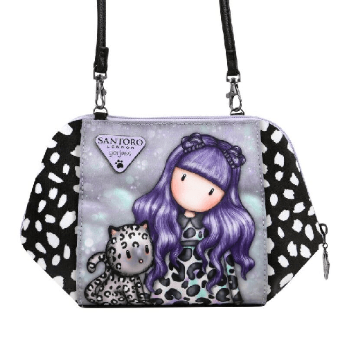 Gorjuss Borsa a Tracolla Gorjuss Smitten kitten Nero Bianco (26 x 15,5 x 9,5 cm)