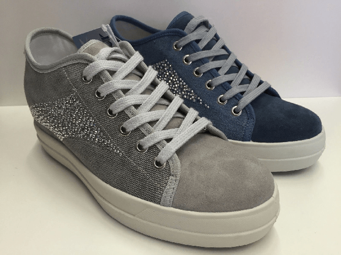 SCARPE SNEAKERS DONNA IMAC ORIGINAL 123244 TELA STRASSES PELLE LEATHER SHOES NEW 37 GREY Colore BLUE,Taglia 40