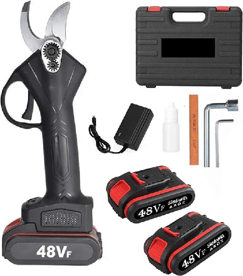 MF artSHOP Forbici Potatura Elettriche Professionali Doppia Batteria 48V Taglio 30mm Cesoie Tronca Rami