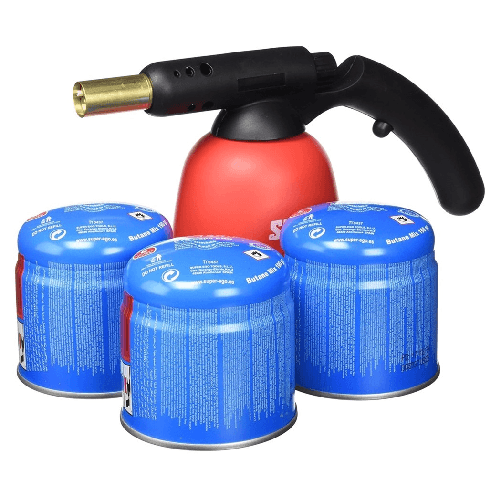 TrAdE Shop Traesio Confezione Torcia Macchina Saldatore Multiuso Pistola Con 3 Cartucce Di Gas C200 -