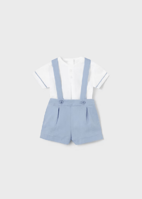 MAYORAL COMPLETO CAMICIA SHORT NEONATO MAYORAL 01217 1217 LINO 54 BLU ORIGINALE PE 2024 Colore Blu,Taglia 2 / 4 mesi