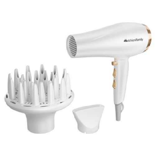 Melchioni Family Asciugacapelli Gold Style - 2200 W - 21 x 9 x 26,4 cm - bianco/oro - Melchioni