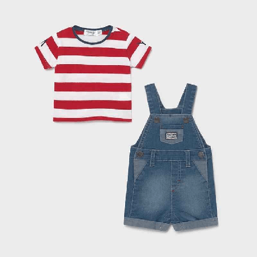 MAYORAL COMPLETO T SHIRT SALOPETTE JEANS NEONATO MAYORAL 1655 COTONE 4 ORIGINALE PE 2021 Colore Rosso,Taglia 12 mesi