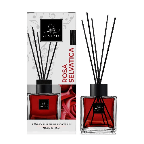 Lady Venezia Diffusore Ambiente "Cubo" con Bastoncini - Rosa Selvatica 200ml