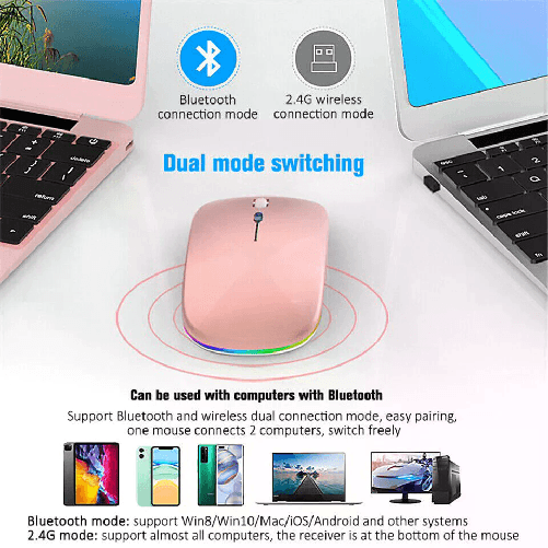 Yfa Mouse Ricaricabile Bluetooth Wireless Compatibile PC Portatile Tablet iPad