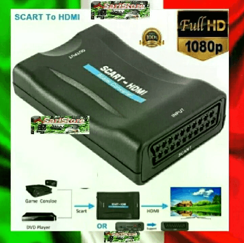 Meiq it Adattatore Convertitore da SCART a HDMI 720P/1080P per TV DVD Console HD Digital