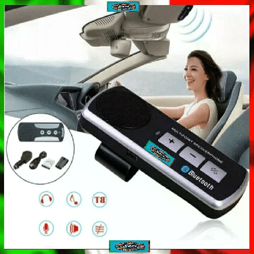 UNIVERSALE Kit Vivavoce Bluetooth Auto V3.0 | Batteria Rimovibile | Supporto cavo