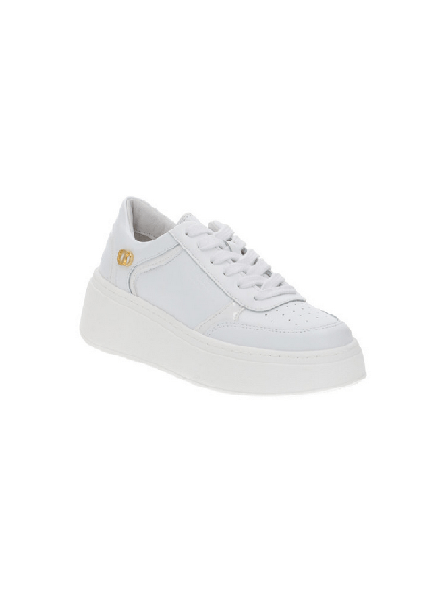 TWINSET SCARPE SNEAKERS PLATFORM DONNA TWINSET 232TCT180 PELLE BIANCO ORIGINALE AI Colore Bianco,Taglia 40