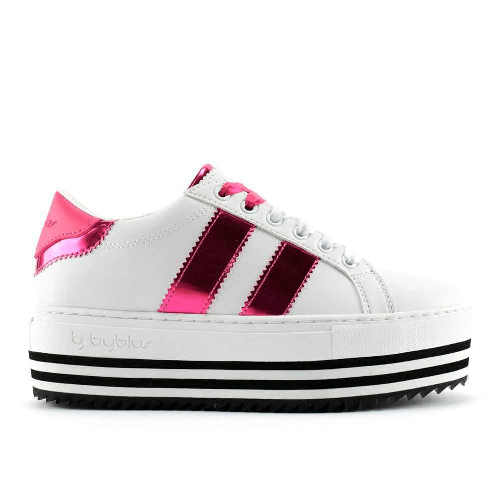 BYBLOS SCARPE SNEAKERS DONNA BYBLOS PLATFORM 2WA0006 LE9999 ECO PELLE P200 ORIGINALE PE Colore Bianco,Taglia 40