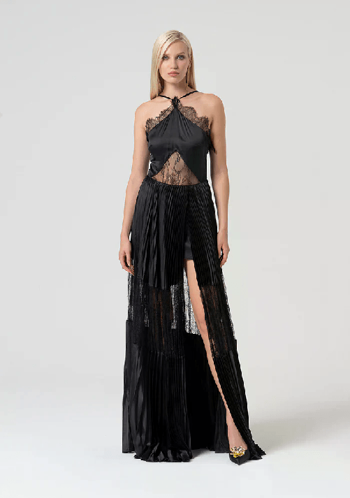 FRACOMINA ABITO VESTITO LUNGO DONNA FRACOMINA FQ25SD3001W733G1 NERO ORIGINALE PE 2025 Colore Nero,Taglia M