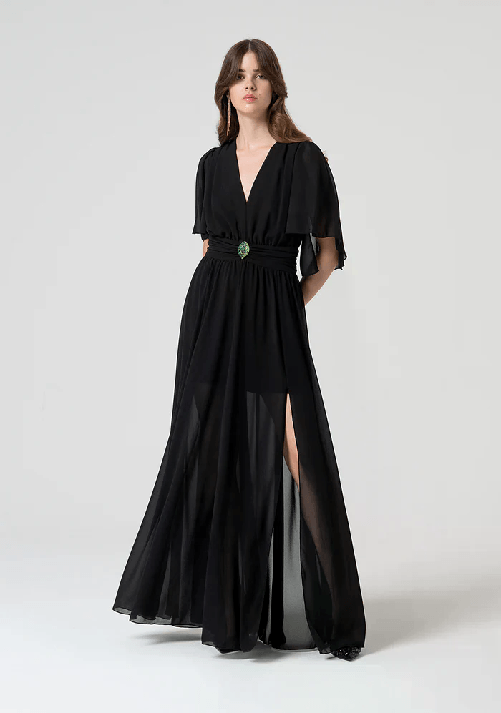 FRACOMINA ABITO VESTITO LUNGO DONNA FRACOMINA FQ25SD3009W41201 NERO ORIGINALE PE 2025 Colore Nero,Taglia S