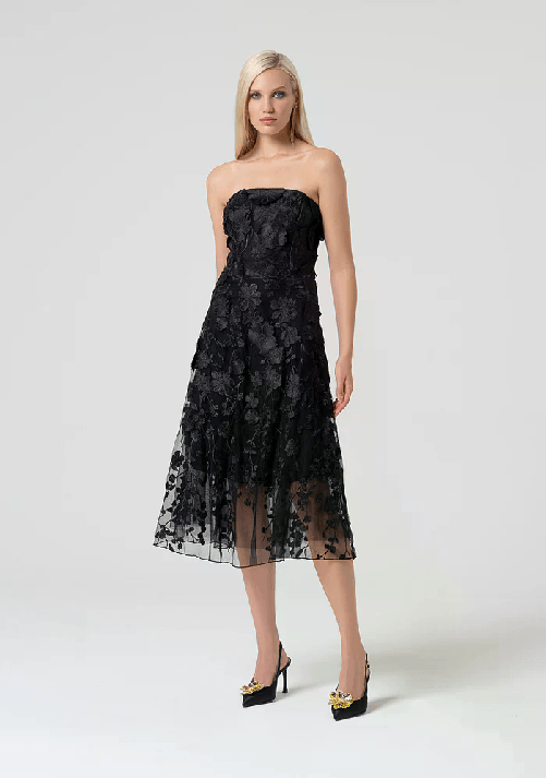 FRACOMINA ABITO VESTITO LUNGO DONNA FRACOMINA FQ25SD2002W79001 NERO ORIGINALE PE 2025 Colore Nero,Taglia L