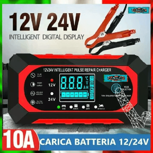 Caricabatteria Auto 12V 10A - 24V 5A Carica Ripara Batteria Moto Camper Barca
