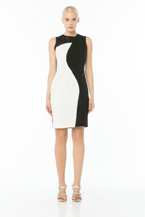 CANNELLA ABITO ABITI VESTITO VESTITI ELEGANTE DONNA CANNELLA 105992 BIANCO NERO PE NUOVO Colore Bianco,Taglia IT 44