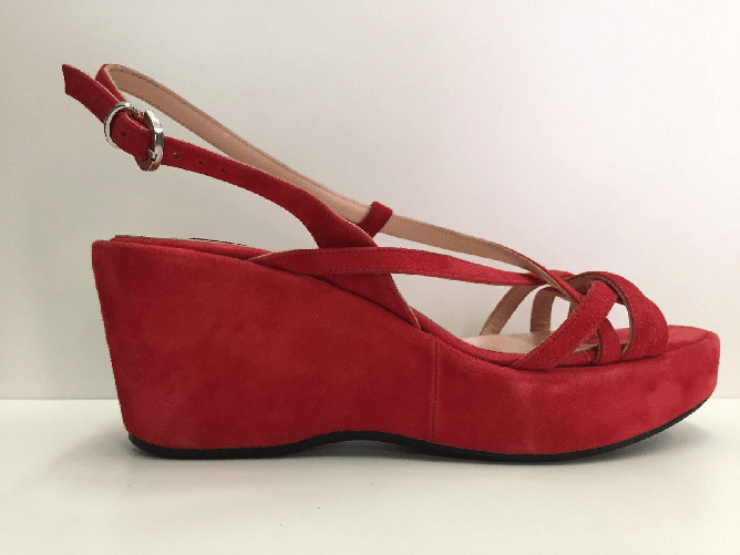 ATTITUDE PEGABO SCARPE SANDALI DONNA ATTITUDE PEGABO ORIGINALI 155 PELLE SHOES ZEPPA INFRADITO Colore ROSSO CORALLO,Taglia 37