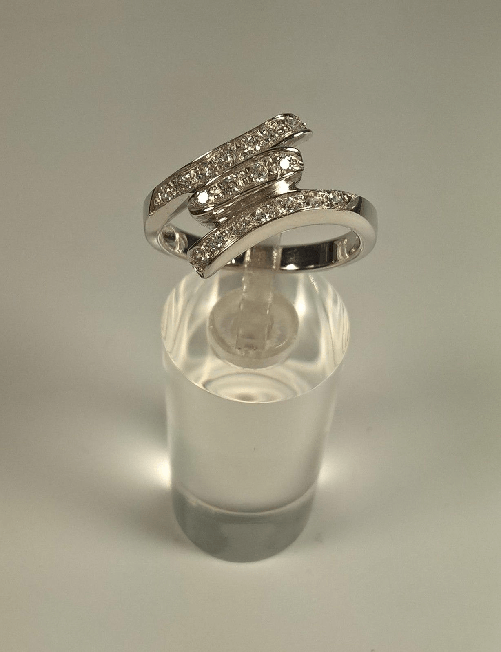 RIVIELLO ANELLO VERETTE ORO 750 RIVIELLO GIOIELLI ORIGINALE 4,9 gr SWAROVSKY RING GOLD 17 Colore Argento,Taglia Unica