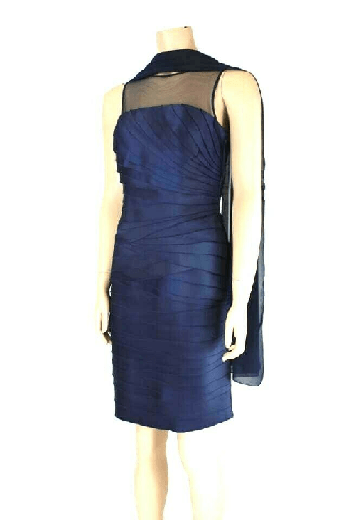 SOLO GIOIE ABITO VESTITO CERIMONIA DONNA SOLO GIOIE ORIGINALE 5R8640 S9480 BLU PE NUOVO Colore Blu,Taglia IT 42