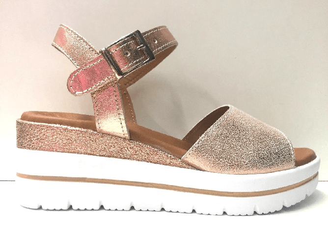 LAVORAZIONE ARTIGIANALE SCARPE SANDALI SANDALO ZEPPA DONNA LAVORAZIONE ARTIGIANALE ORIGINAL 030 PELLE Colore RAME,Taglia 39